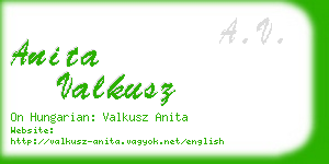 anita valkusz business card